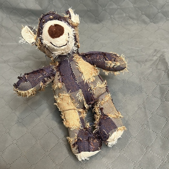 Dog Toy Purple Gold Patchwork Teddy Bear Plush Toy w/squeaker Medium Chew Toy - Picture 7 of 7